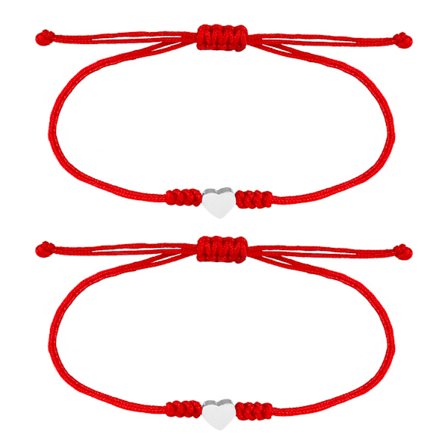 Rødt snorarmbånd rødt armbånd til beskyttelse matchende hjerte b