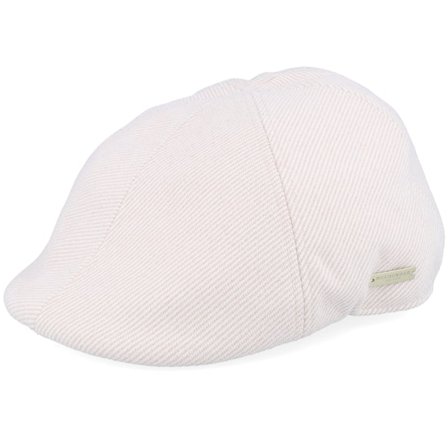 Seeberger - Blanc flatcap Casquette - Fabric White Flat Cap @ Hatstore