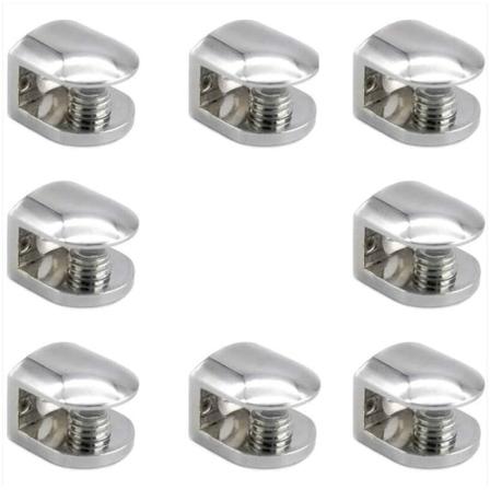 8 kpl lasinpidikekiinnikettä, sinkkiseos, säädettävät kiinnikkeet 8-10 mm paksuille lasihyllyille