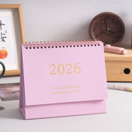 2026 Bordkalender - Pink 18,8 x 16,3 cm Flipkalender med To-Do-liste - Juli 2025 til december 2026 - Kreativ bordindretning