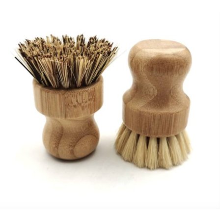 Bambus Oppvaskbørste, 2-pakning Palm Oppvaskbørste, Naturlig
