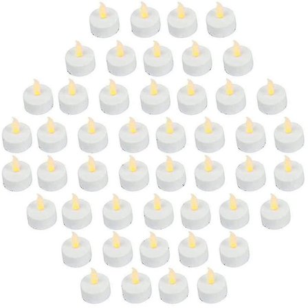 (pakke med 48) Realistiske og lyse batteridrevne flimrende flammefrie te-lys LED-lys, batterier inkludert - Gule