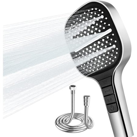 7-modus høytrykks dusjhode og slange Vannbesparende bading Stor panel dusj Justerer raskt dusjmodusen med et knappetrykk