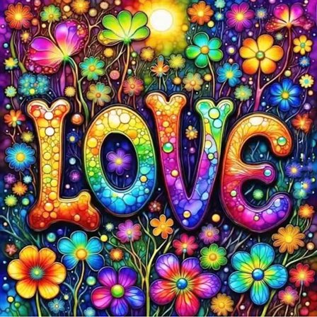 Diamant Maleri Kærlighedsbrev Landskab Diamant Mosaik Farverig Blomst DIY Billede Rhinestones Hjemmeindretning