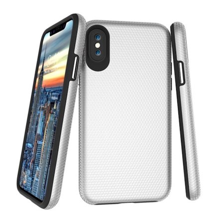 iPhone X TPU etui med hård tekstur - Sølv
