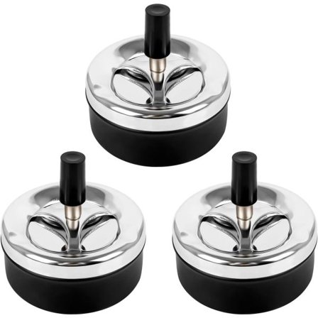 3ST Askfat Askfat Utomhus Bordsskiva Askfat Spinnande Askfritt askfat Askfat Stora runda för utomhushemmakontor Bar (9 * 9,3 cm, sort)