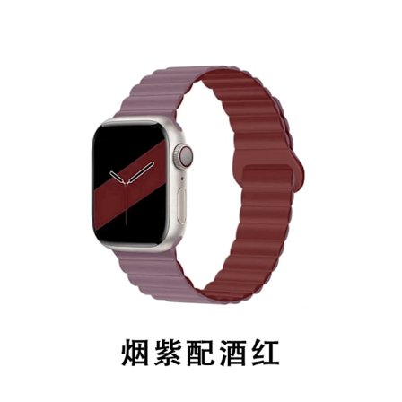 Klokkebånd for Apple Watch iWatch 42mm-49mm Røykfiolett med Burgunderrød