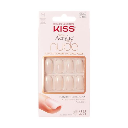 Kiss Acrylic Nude French Nails Medium, KAN02, Makeup, Kunstige Negle Og Tilbehør, Kunstige Negle