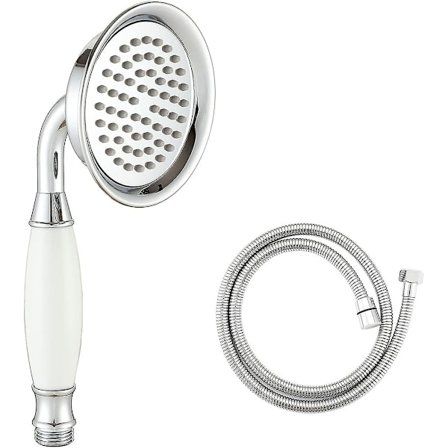 Viktoriansk Brusehoved og 150 cm Slange Traditionel Messing og Keramik til Badeværelse