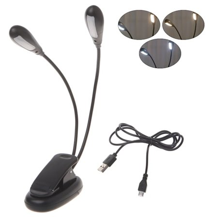2 Dual Arm Flexibel Dimbar 14 LED USB Bordslampa Klämbar säng Läsbord Lig