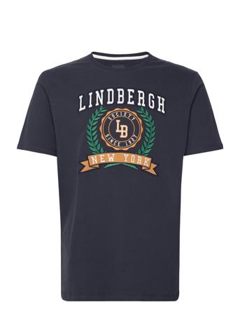 Brand Carrier Print Tee S/S T-shirts Short-sleeved Marineblå Lindbergh*Betinget Tilbud