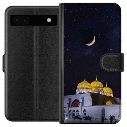 Kompatibelt Lommeboketui til Google Pixel 6a Stjerneklar natt med gyldne kupler og halvmåne over opplyst moské