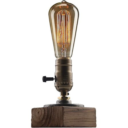 Industriell Steampunk skrivebordslampe, Vintage Steam Punk rørbordlampe, liten retro Edison antik E27 lamper med aksent trebase minimalistisk loft 