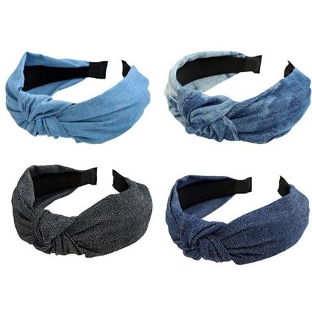 Blå Denim Hårbånd til Kvinder Brede Hårbånd Skridsikre Mode til