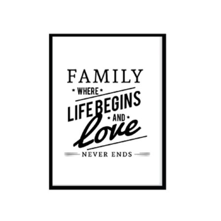Poster Family Svart vit A4