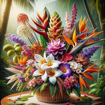 Kukka-asetelma timanttimaalaus täysi pyöreä timanttimosaiikki kaunis kuva strasseista käsintehty lahja