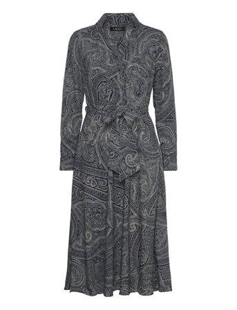 Paisley Crepe Midi Dress Navy Lauren Ralph Lauren