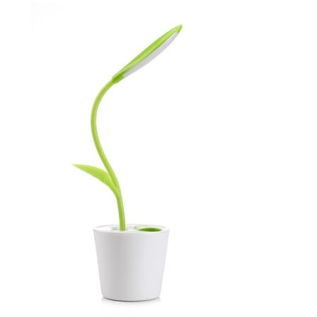 Joustava USB-kosketus LED-pöytälamppu 3-tasoisella himmentimellä ja kasvikynien pidikkeellä (vihreä)