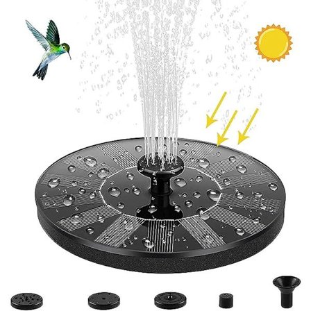 Solfontän för trädgårdsdamm, vattenpump med 1,4W solpanel, 6 effekter, solvattenpump för trädgårdsdamm, simbassänger, akvarium, fågelbad