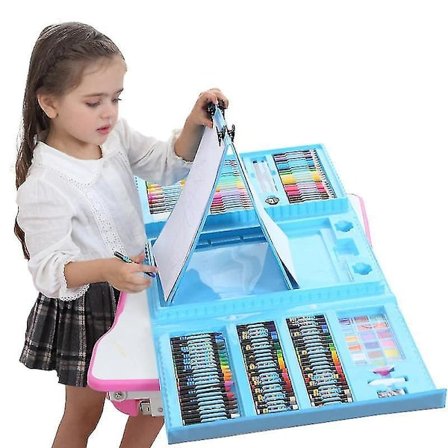 208 stk Tegnesett for barn med fargestifter og vannfarger