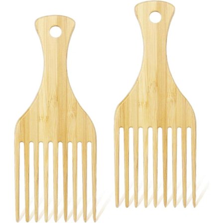 2 stk. Afro Kamme, Naturlig Trækamsstyling & Udredningskam Træ Hårkam til Kvinder Piger Krøllet Bølget Tykt Glat Hår