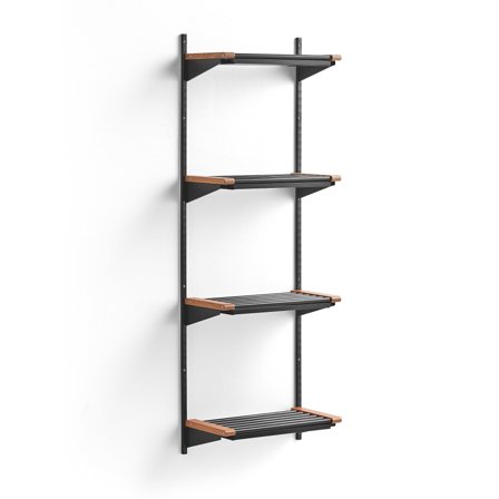 Wandgarderobenschrank JEPPE mit 4 Schuhböden, Grundelement, 1790x600x310 mm, Dunkelgrau/Eiche