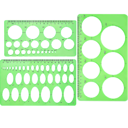 Sirkelmal 3 stykker Plastsirkel og ovale maler Målemaler Linjaler Digital tegning for kontor