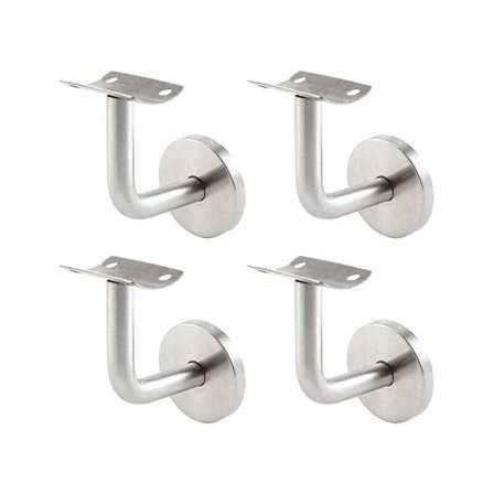 Håndrækvægbeslag - Rustfrit Stål Trappe Gelænder Beslag - Sæt af 4 Gelænder Vægbeslag - Sølv Farve -