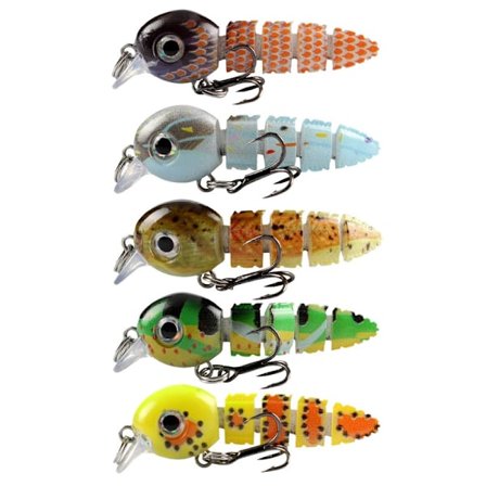5 realistiske Crankbait fiske-agn med oppbevaringsboks