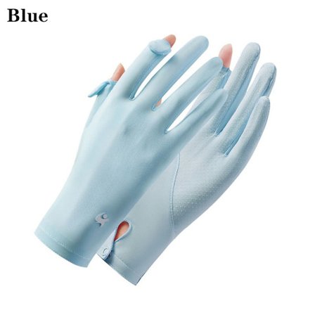 Ice Silk Gloves Anti-UV Gloves BLUE - varastossa