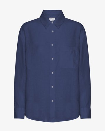 Linen Oversized Shirt - Petrol Blue - Female - L