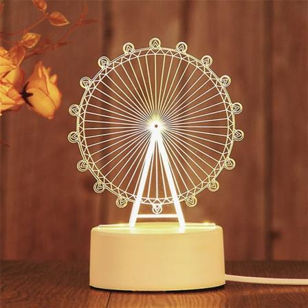 3D Akryl LED Nattlampa USB Gitarr Björnar Kärlek Hjärta Lampa