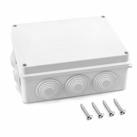 Kytkentärasia, IP65 ABS-muovia, vedenpitävä ulkopinta, valkoinen, 200 x 155 x 80 mm