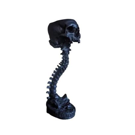 Harpiks Planter og Ryggrad Stativ Sett, Polyresin Hodeskalle Potte, Retro Halloween Dekorasjon Menneskelig Hodeskalle Hode Blomst, Svart