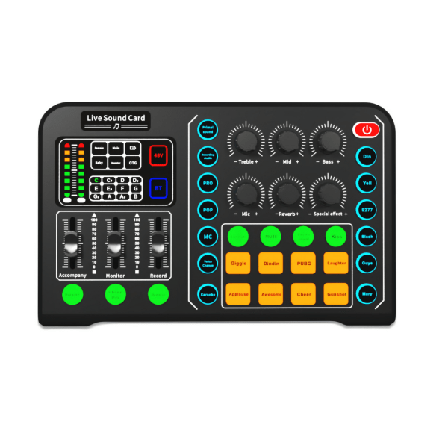 Professionel lydmixer, live lydkort og lydinterface med DJ-effekter-understøttet 48v mikrofon Black