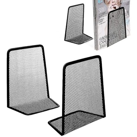 Metal L-formet Mesh Skrivebordsarrangør Bogstøtter Til Hylder Sort Bog Holder Bog