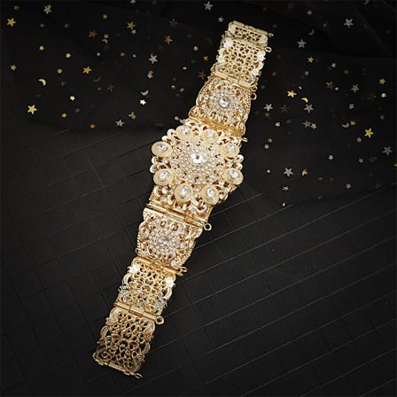 Elegant Marokkansk Caftan Belte Gullfarget Arabisk Damekjole Belte Br