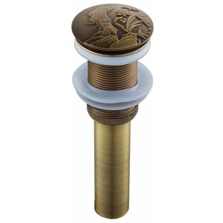Automatisk tryk-åben vaskafløb, antik messing Click-Clack pop-up afløbspropper uden overløb, universel badeværelsestilbehør afløbssystem,