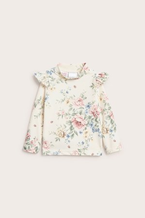 Newbie | UV-topp med blomster og volanger Offwhite 122/128 | Offwhite