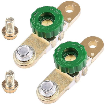 2 stk. Batteri Koblingsbryter for Sidepol for Bil Lastebil Båt Marine, Batteri Avstengningsbryter 12v 24v, Batteri Kill Isolator Bryter (med Lang Bolt