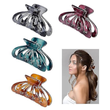 Big Hair Claw Clips, 3.5 Inch Large Claw Clips For Women Thick Hair, Nonslip Strong Holding Hair Claw Clips, Fashion Crystal Hair Styling Accessories