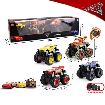 Disney Pixar Cars Off Road Vehicle Pullback Cars 4 stk/sæt Lightning Mcqueen Legering bilmodelsæt Børn fødselsdagsgave legetøj