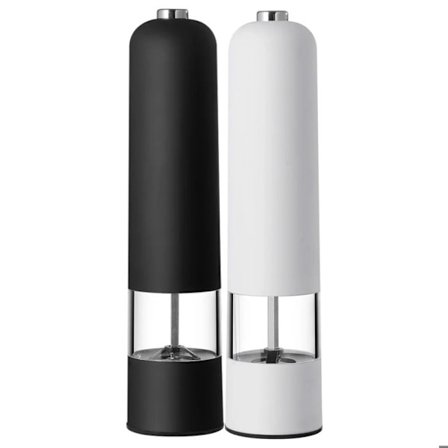 Sæt med 2 Elektriske Justerbare Salt-/Peberkværne Cheffinger Hvid/Sort