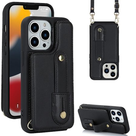 Korthållare Cover till Iphone 13 Pro , Armband Kickstand Läder+tpu Phone case