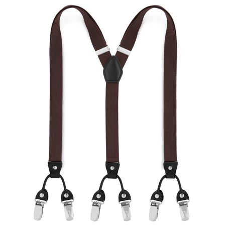 Wąskie ciemnobrązowe szelki na klipsy dla mężczyzn - Szelki na klipsy