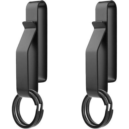 2 stk svarte belte nøkkelholdere, metall nøkkelring for menn