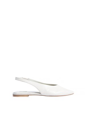 NA-KD Leather Slingback Flats - Lædersko - Hvid - EU 39