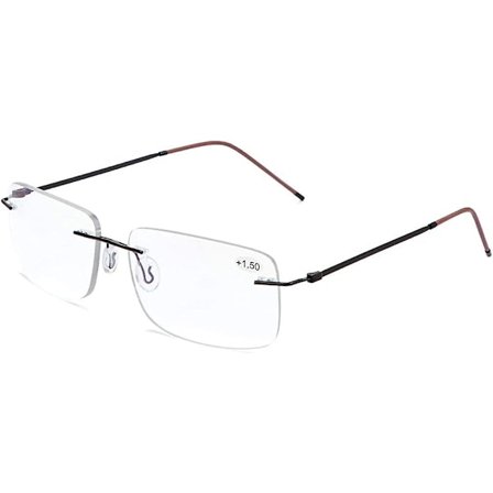 Rimless Progressive Multifokus Læsebriller Blåt Lys Blokerende Uden Streg