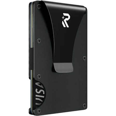 Kulfiberpung, RFID-blokerende kortholder til mænd, minimalistisk pengeseddelklemme - Gaver til mænd, fædre, kærester fødselsdag (Reef Black)