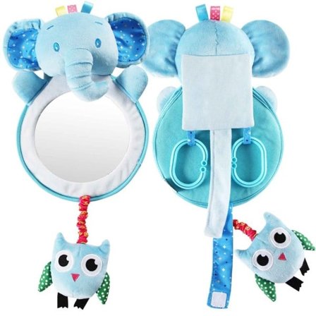 Søt elefant baby bil speil leker sikkerhet sete nakkestøtte bakoversikt vendt spedbarn speil